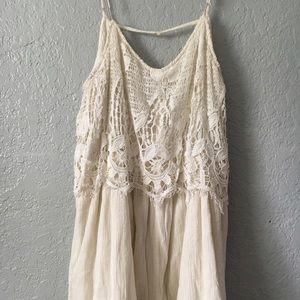 American Eagle white crochet flowy romper